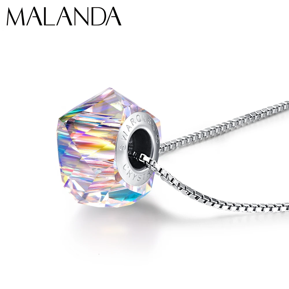 Malanda новые кристаллы Swarovski BeCharmed Helix бисера кулон ожерелье для женщин элегантные модные ожерелья вечерние ювелирные изделия подарок - Окраска металла: Crystal AB