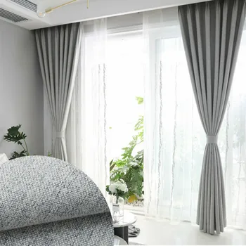 

Velvet Hemp Solid Curtains for Living Room Europe Blackout Blinds for Bedroom Trend Fabric