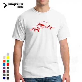 

Hot Summer Clothing 16 Colors Cotton Men T-Shirt Top Quality Heartbeat Carp Fisherman Angler Bait T Shirt Streetwear Casual Tee
