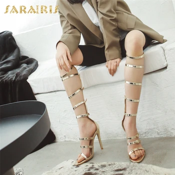 

Sarairis 2020 Hot New Arrivals Gladiator Sandals Woman Shoes Women Peep Toe Thin High Heels Zip Up Solid Fashion Sandals Women