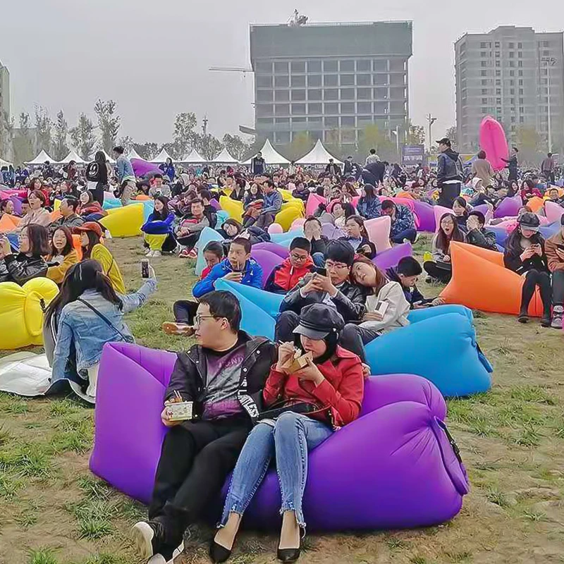 Outdoor Picnic Inflatable Sofa Sleeping Bag Beach Inflatable Sofa Lazy Bag Air Bed Camping Deck Chair Portable 200kg Load