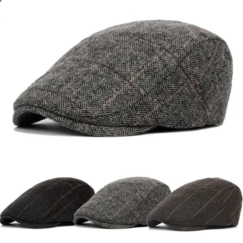 Новая шерстяная тканевая плоская кепка для мужчин и женщин, Весенняя шляпа в стиле Гэтсби, клетчатый берет, кепка Newsboy Boina, модная кепка для гольфа, регулируемый берет