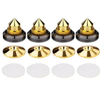 

4 Sets Golden Speaker Spikes Subwoofer CD Audio Amplifier Turntable Isolation Stand Feet Loudspeaker Box Nails Cone