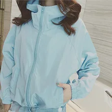 Стиль, свободный крой, с капюшоном, с длинным рукавом, бейсбольная Солнцезащитная одежда, женское тонкое пальто ярких цветов