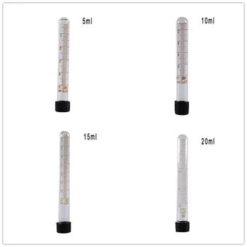 

2020 1Pcs Tubes With Black Screw Cap Lab Supplies 5ml/10ml/15ml/20ml Graduated Glass Test