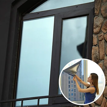 

Sliver Sun Block Window Film Silver Office Door Home Bedroom Bathroom One Way Mirror Insulation Stickers
