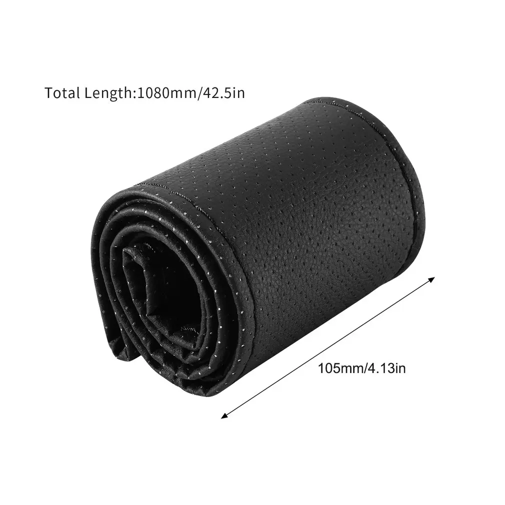 New Anti-slip Breathable PU Leather DIY Car Steering Wheel Cover Case With Needles and Thread Fit for Diameter 36-38cm