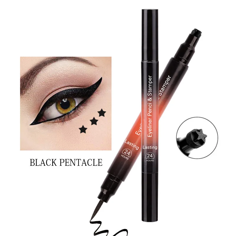 Новая черная жидкая подводка для глаз маркер с отпечатком подводка для глаз водонепроницаемый двухсторонний косметический карандаш для глаз Подводка для глаз - Цвет: black pentacle