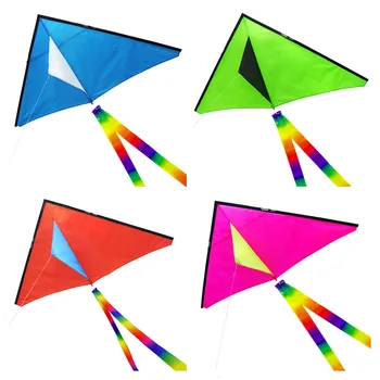 

emmakites 5ft Fun Color Delta Kite Single Line Kite with Kite Line String Tail for Beginner Kids Adults