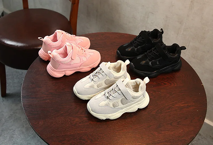 Осенние детские Сникеры, дышащая детская сетчатая обувь, Студенческая обувь, серая обувь для маленьких мальчиков, розовые Тапочки для малышей