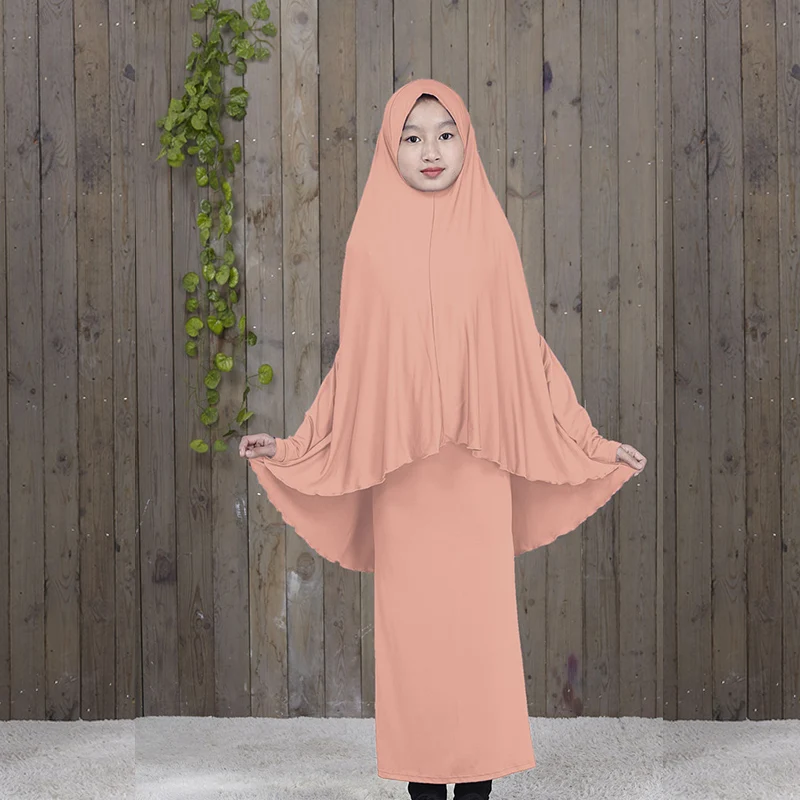 Традиционный хиджаб Abaya одежда для девочек из двух частей мусульманская