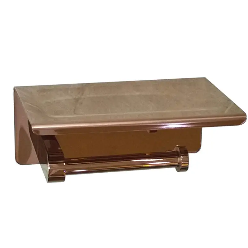 Copper Toilet Paper Holder Solid Brass Bathroom Tissue Roll Rack Bath Hardware Shelf Rose Gold Wall Mounted Nail Punched