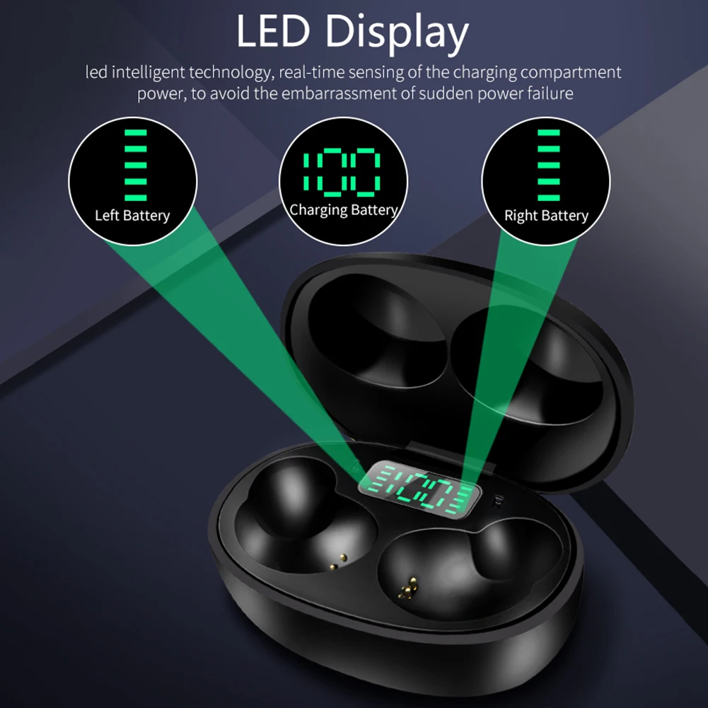 Waterproof Bluetooth 5 0 Headset with LED Display Noise Reduction Charging Box