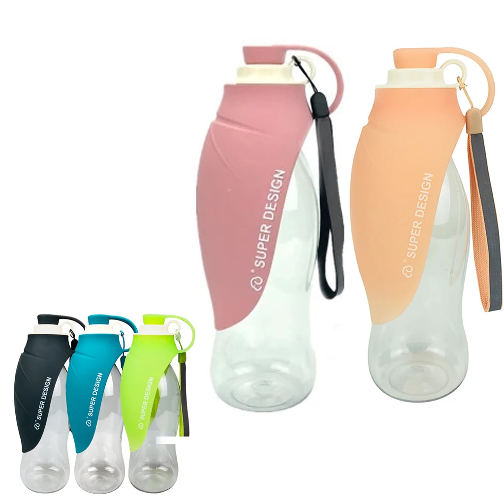 580ml Portable Pet Dog Water Bottle Soft Silicone Leaf Design Travel Dog Bowl For Puppy Cat 4
