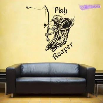 

Fishing Skull Decal Angling Bucket Tackle Shop Fishhook Sticker Fish Tank Boat Box Car Vinyl Decal