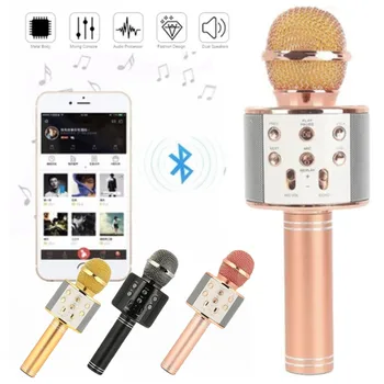 

Bluetooth Karaoke Microphone Wireless Microphone Professiona Speaker Handheld Microfone Player Singing Recorder Mic
