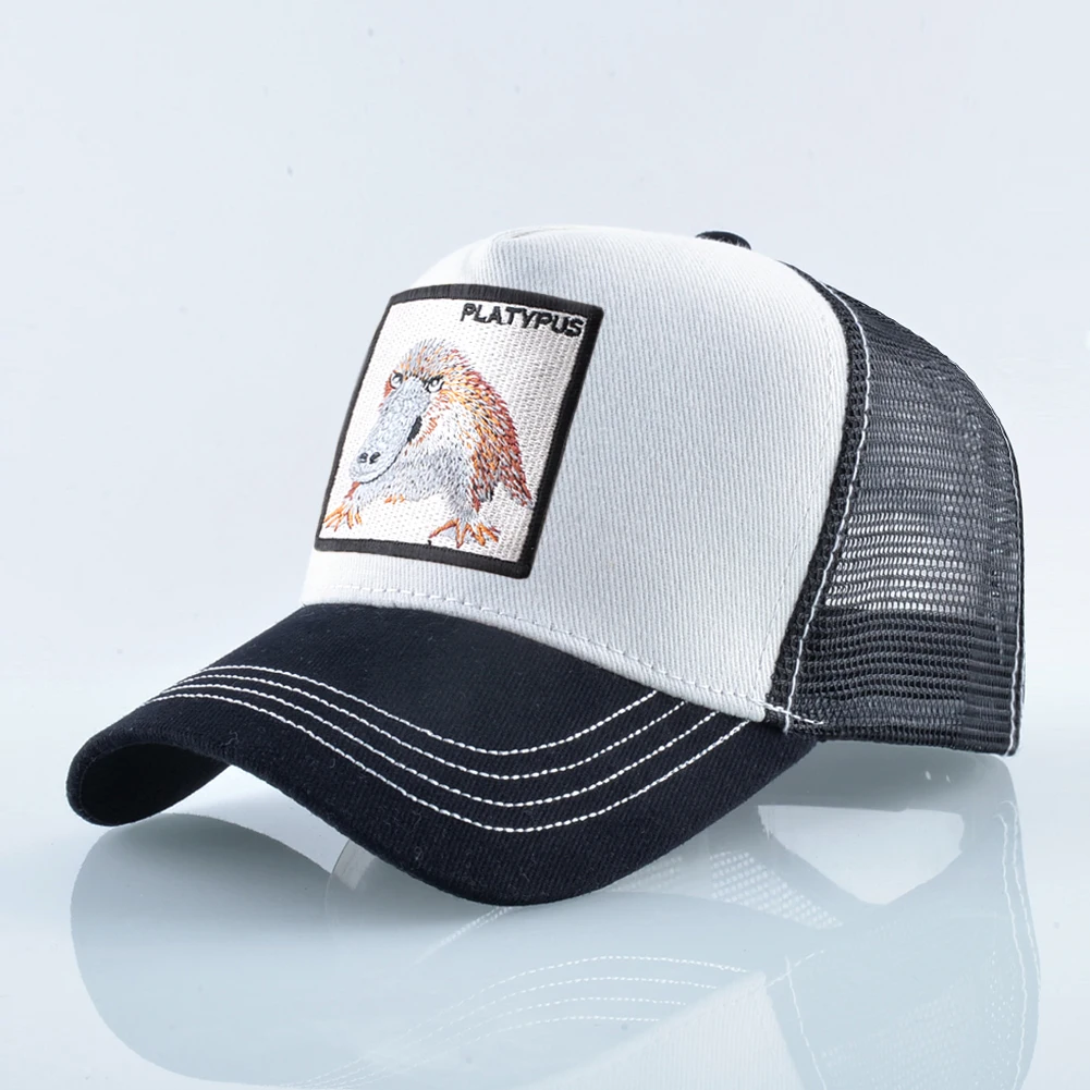 Snapback Baseball Cap Mit Schnabeltier Stickerei Patch Atmungsaktive Mesh Trucker Caps Männer Frauen Outdoor Casual Visier Hut Einstellbar – Detail 23
