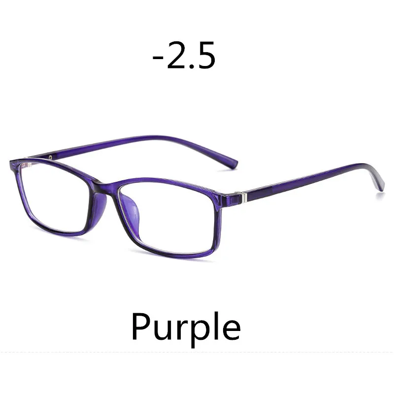Purple-2.5 Elbru Классический анти-синий светильник очки для близорукости для мужчин и женщин близорукие очки-1,0-1,5-2,0-2,5-3,0-3,5-4,0 - Цвет оправы: Purple-2.5