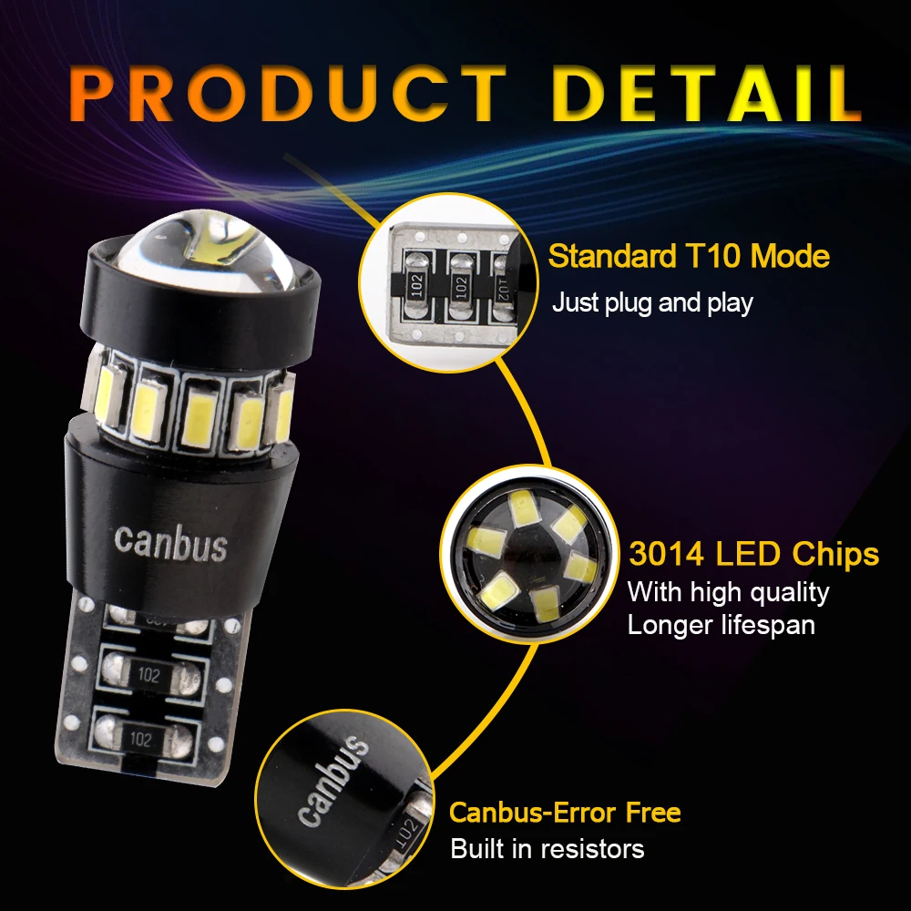 LED лампы Kaixen T10 W5W 6*2016SMD CANBUS Red