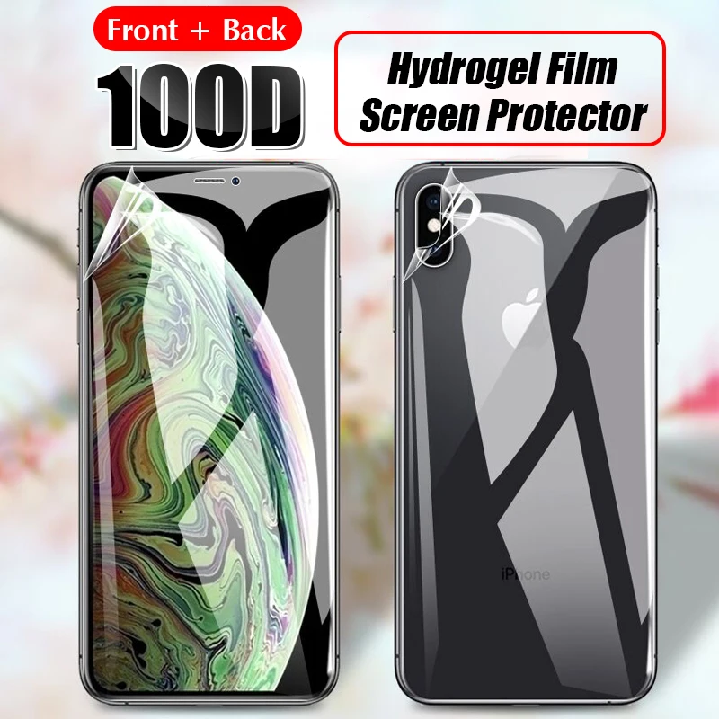 Передняя пленка задняя крышка 100D Гидрогелевая для IPhone XS Max X XR Защитная 8 7 6 6s
