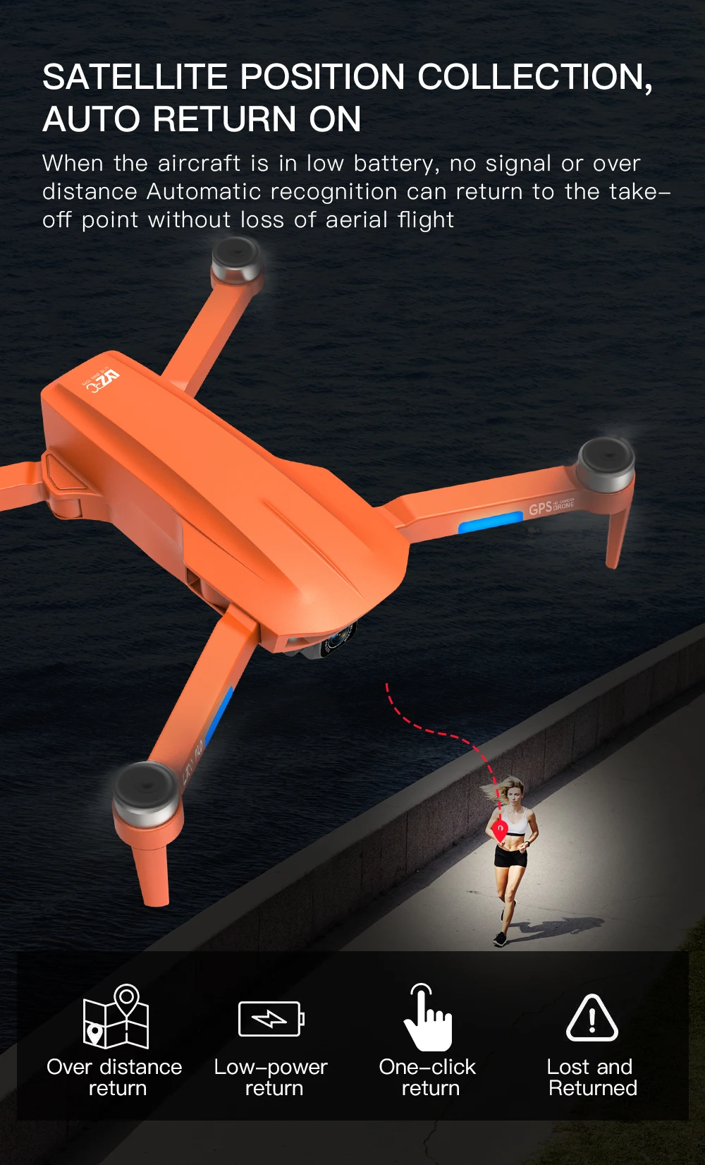 Dron con GPS y Cámara Dual 4K HD Profesional, Cuadricóptero Plegable a Control Remoto, Distancia de 1200 m, Fotografía Aérea, Motor sin Escobillas, L700PRO, AKITECNO.CL