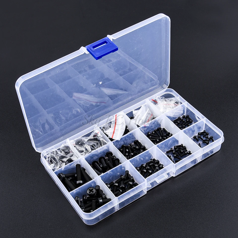 Viti E Dadi In Nylon Nero – Kit Assortito M2 M3 M4 M5 M6 M8 Testa Panela Phillips Con Rondelle