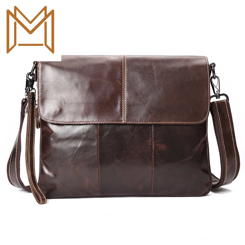 

Man Genuine Leather Single Shoulder Package Leisure Time Messenger Tide Package Layer Wax Oil Cowhide Male Package