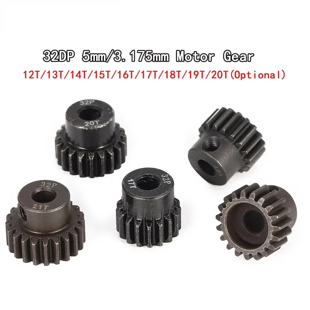 

2Pcs 32DP 3.175mm/5.0mm 12T 13T 14T 15T 16T 17T 18T 19T 20T Pinion Motor Gear Set for Traxxas Redcat HSP Tamiya 1/10 1/12 RC Car