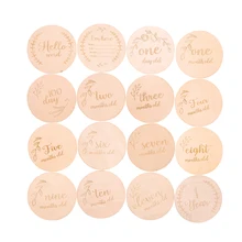 Chip de madera conmemorativo para bebé, accesorios de fotografía, regalo para recién nacido, letras, mes, moneda personalizada, 4/8/16 Uds.
