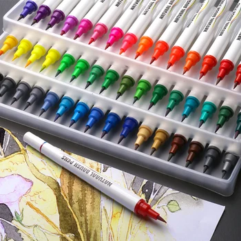 

48 Color Water Based Ink Real Brush Pen With Soft Tips Kids Adult Coloring, Art, Sketching, Calligraphy, Coloring Books, Manga