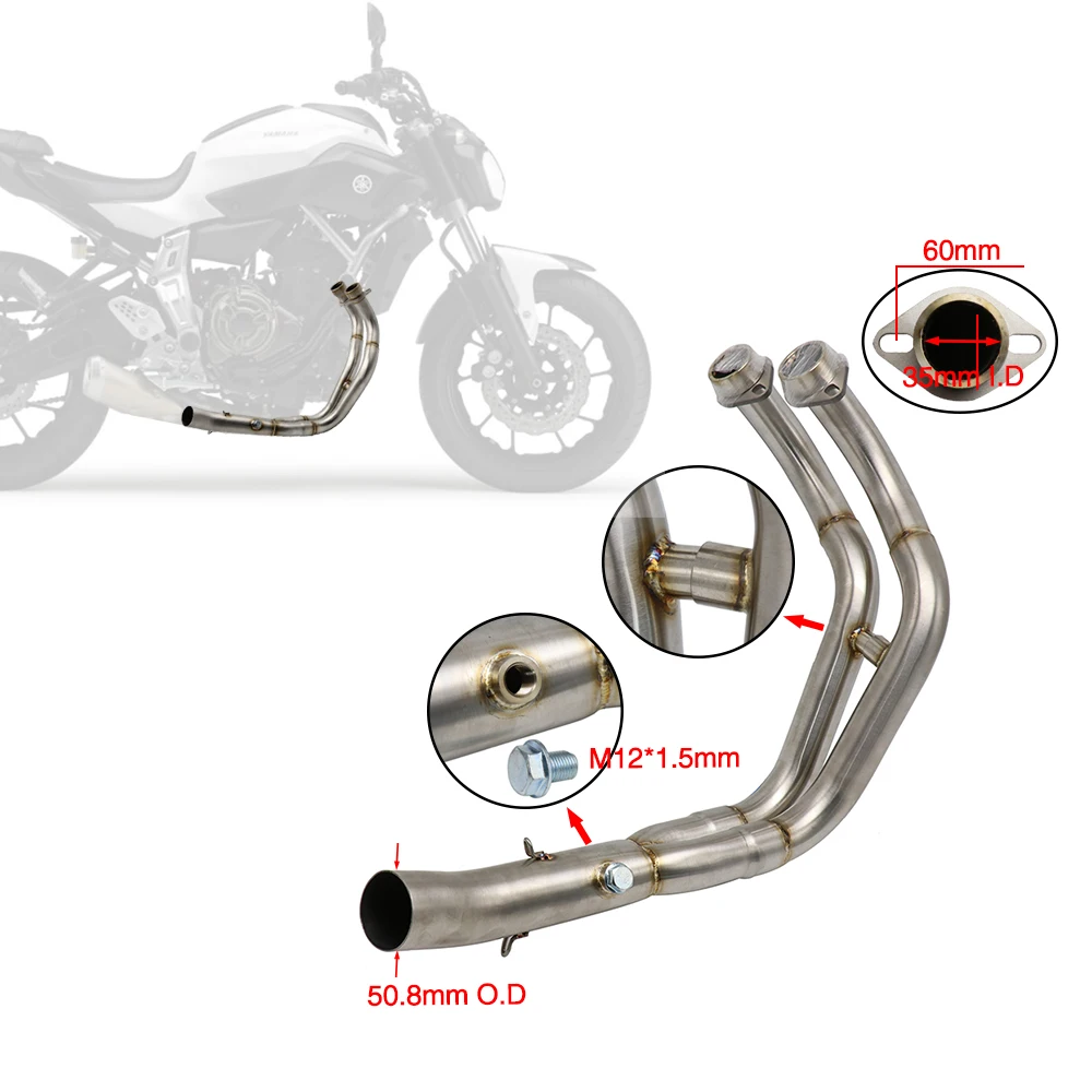 ZS слипоны для Yamaha MT07 FZ-07 MT-07 2013- мотоцикл Выхлопная система полная Модифицированная Передняя средняя Соединительная труба глушитель