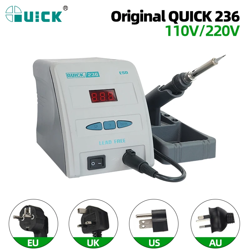 Паяльная станция QUICK 236 110/220 В 90 Вт ESD безопасная Бессвинцовая паяльная с