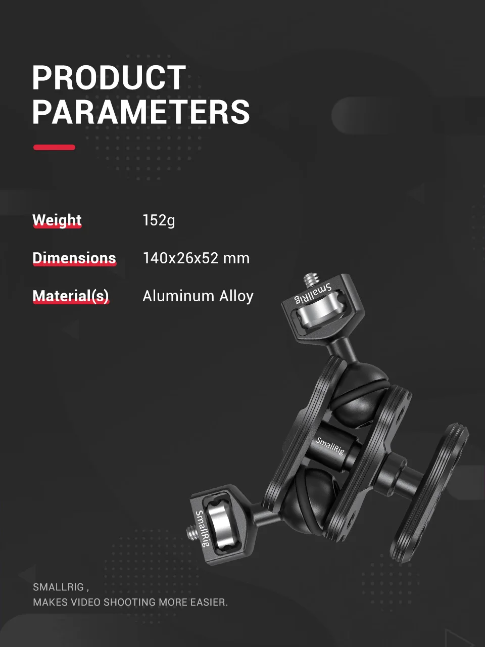 БЫСТРОРАЗЪЕМНАЯ шарнирная рукоятка SmallRig с двумя шариковыми головками 1/" винтовой регулируемый светильник для поддержки монитора 2070