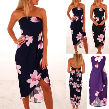 

Nice Pop Women Lady Floral Printing Off Shoulder Bodycon Wrap Dress For Summer Party Pop 88