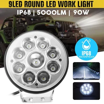 

5 inch 9V-32V 80W 12V 9 LED Work Light Spot Round Driving Fog Lamp Motorcycle Offroad ATV 4WD Truck Light Bar
