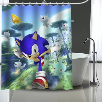 

Custom sonic Shower Curtain With Plastic Hooks Modern Fabric Bath Curtains Home Decor Curtains