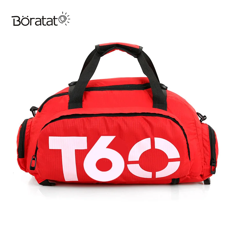 Men Sport Gym Bag Women Fitness Waterproof Outdoor Separate Space For Shoes Travel Handbag Backpack - Цвет: red and white