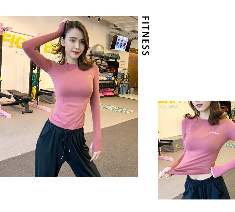 PRYDYC женский топ, рубашки для йоги, розовый бесшовный укороченный Топ с длинным рукавом и отверстием для большого пальца, для бега, фитнеса, бесшовное для тренировки, Женский Топ