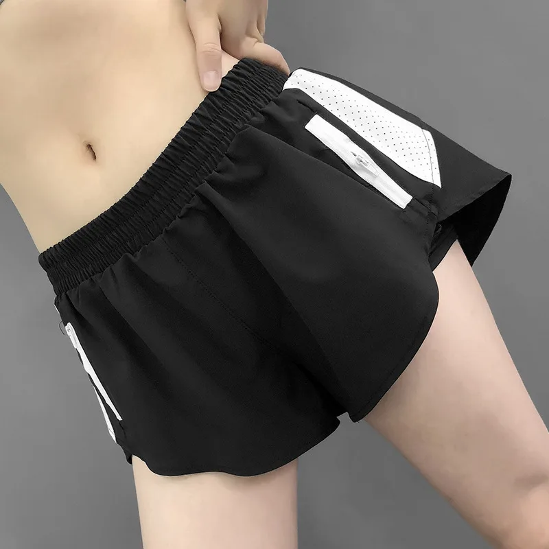 

Quick-Drying Fitness Sports Shorts Women's Anti-Exposure Loose-Fit Running High-waisted Mock Two-Piece Yoga Training Pants