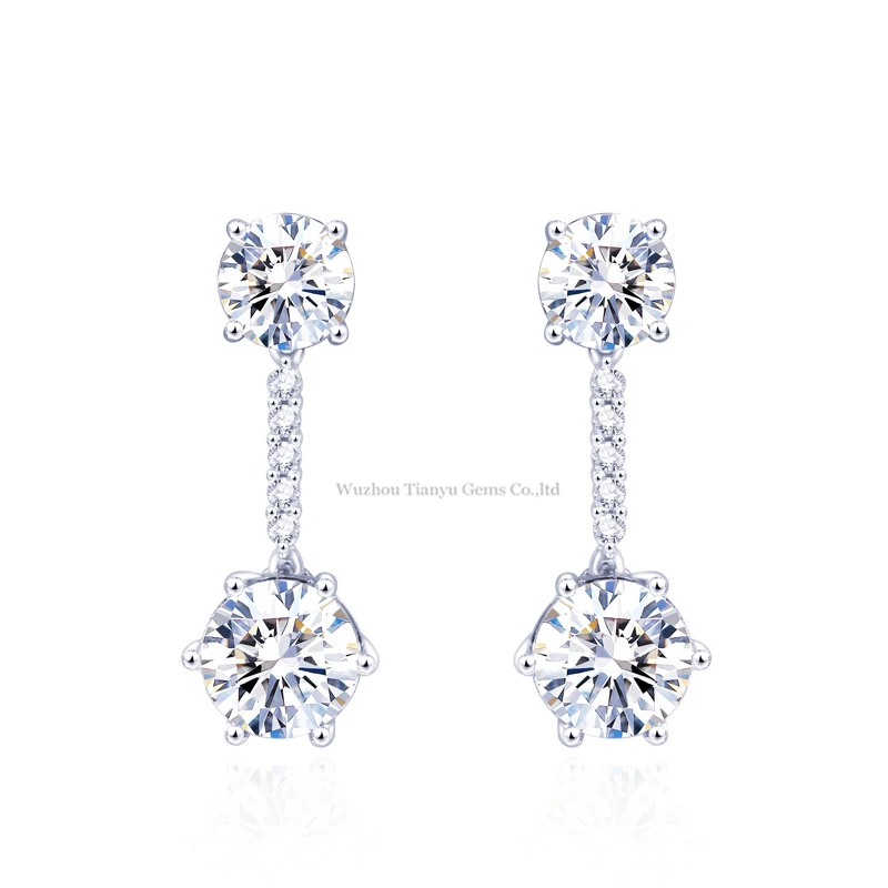 Tianyu драгоценные камни 10k золотые свадебные серьги с винтом 3.19ct круглые