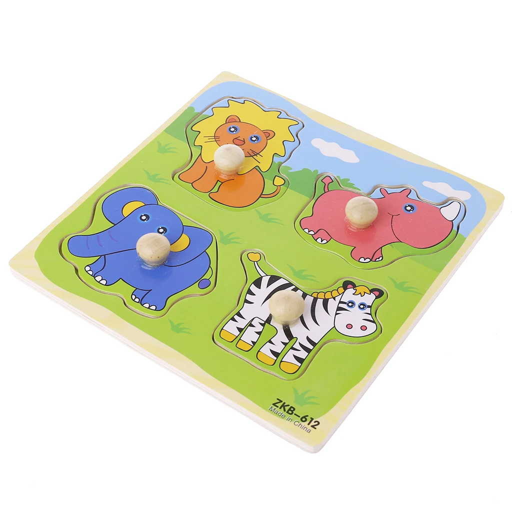 Регулируемый красочный 4 формы детские развивающие кирпич деревянный животные пазл игрушка