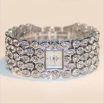 

2020 Hot Sales Women Full Rhinestone Watches Lady Shining Dress Watch Square Rose Gold Bracelet Wristwatch Ladies diamond Watch