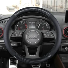 

38CM Genuine leather Sport Car Steering Wheel Cover Non-slip for Audi A1 8X A2 A3 A4 A5 A6 Avant Auto Accessories