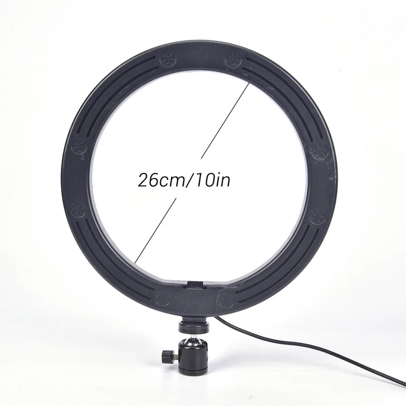 10 дюймов 26 см USB интерфейс Dimmable светодиодный кольцевой светильник для селфи камера телефон фотография видео макияж лампа с зажимом для телефона
