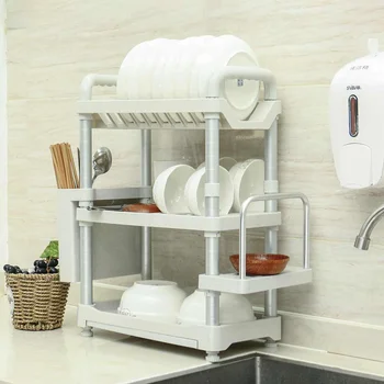 

Dish Drying Rack Kitchen Shelf Organizer Over Sink Utensils Holder Bowl Dish Draining Shelf Kitchen Storage Countertop Organizer