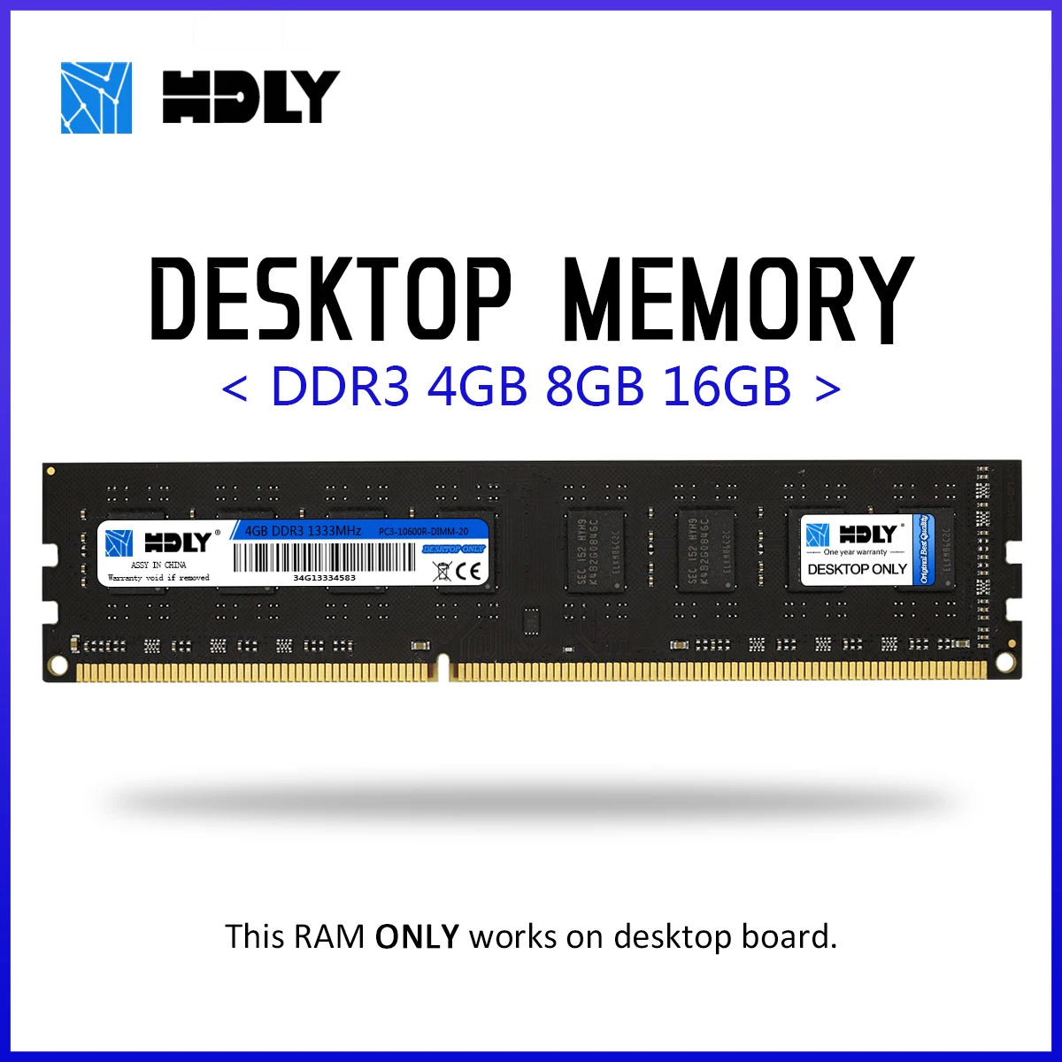 Оперативная память для настольных ПК HDLY DDR3 4 ГБ 8 1333 1600 1866 МГц Настольная 240pin 1 5 В