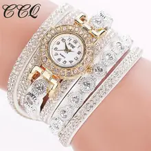 CCQ 10 цветов женские наручные часы Кристалл аналоговые кварцевые женские часы со стразами браслет часы женские модные часы*1204
