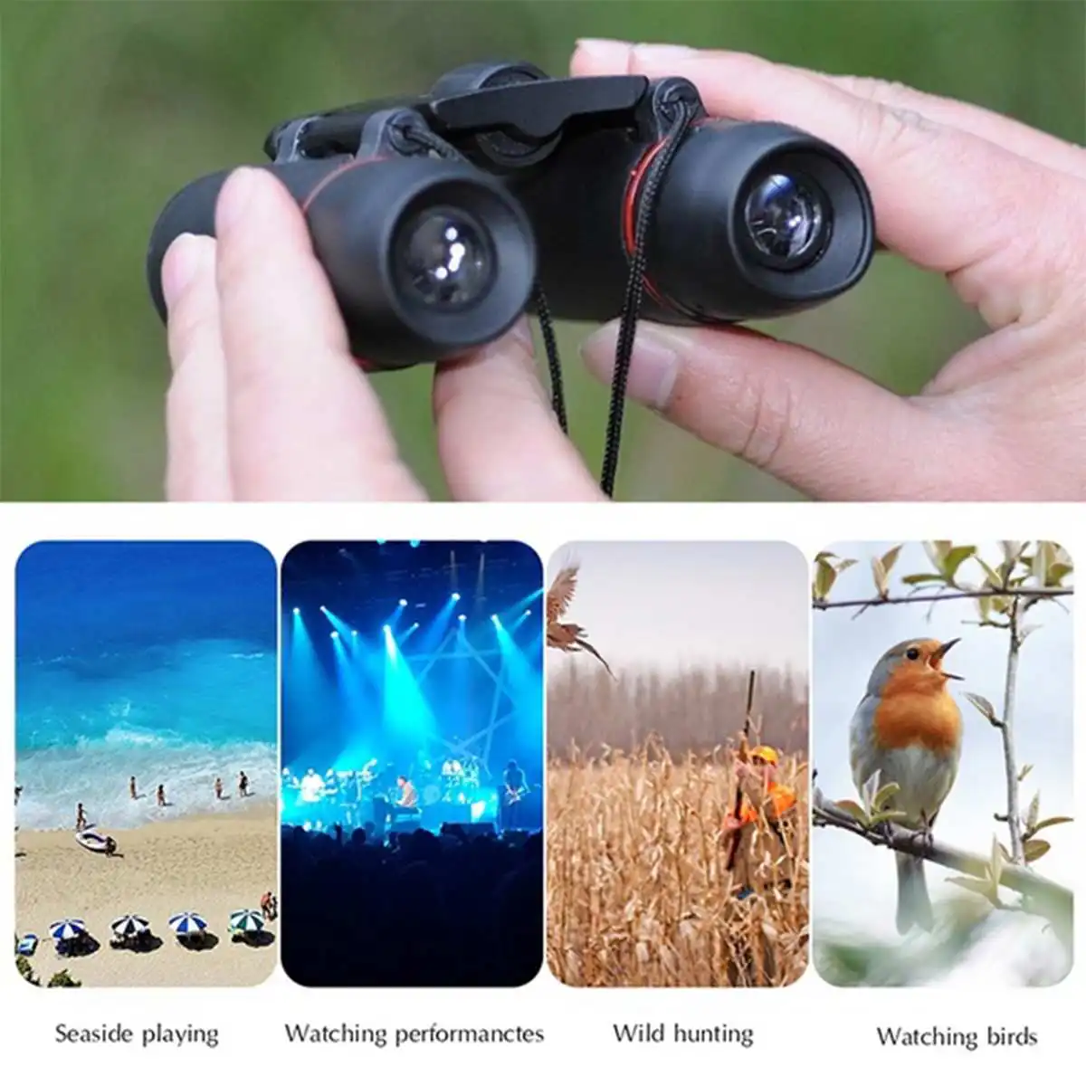 Binóculos de Bolso Acampamento ao ar Livre com Clipe Dobrável Zoom Telescópio Dia Visão Noturna Binóculos Caça Telefone 100x22 30000m 15 telescópio dia visão noturna binóculos caça acampamento