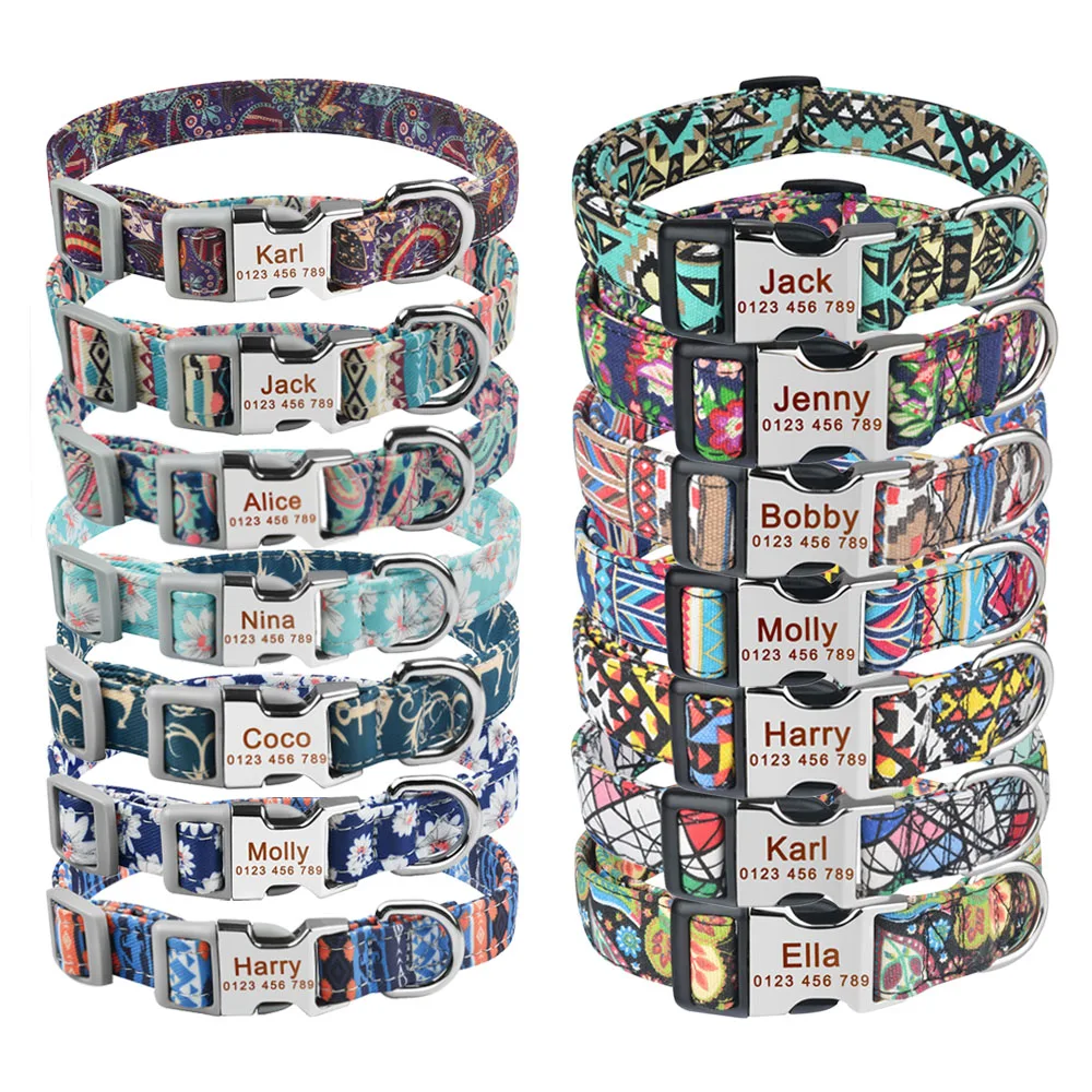 Collari Per Cani Cucciolo Piccolo Medio Grande Gatto Inciso Personalizzato Nome Id Tag Collari In Nylon Regolabili Collari Per Cani Unisex Personalizz