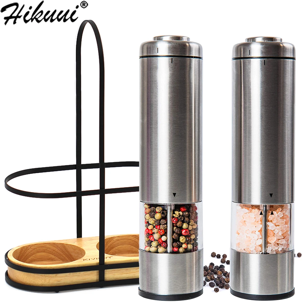 8in Salt Pepper Mill Electric Stainless Steel Spice Battery Powered with Light and Stand Home Kitchen Cooking Tool | Дом и сад